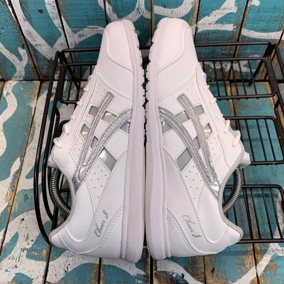 NEW Asics Cheer 8 White/Silver Cheerleader Athletic Shoes Q654Y Womens Size 8 - Picture 7 of 10